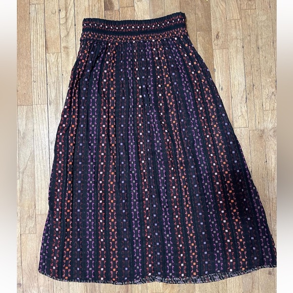 Ace & jig set calico Mardi Gras rara midi skirt and shirt small medium reverse! - Picture 5 of 11